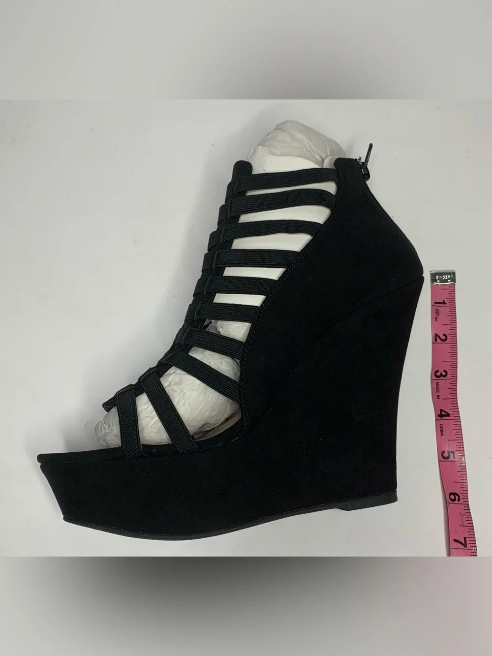 Charlotte Russe Black Strappy Platform Wedge Sandals